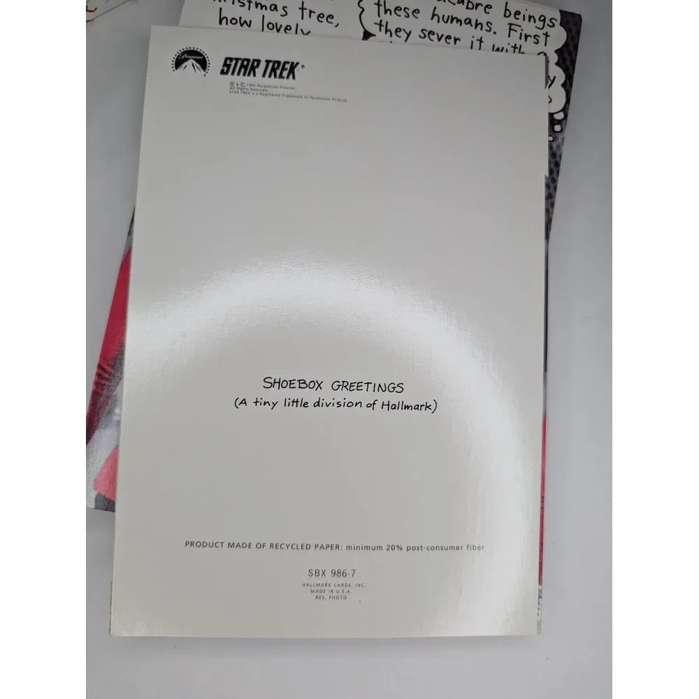 1995 Star Trek Shoebox Greeting Card Single 1 Card & 1 Envelope Holiday Hallmark
